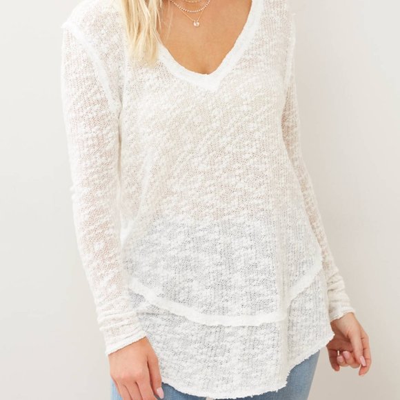 Free People We the Free Ocean Air Hacci Top White - Picture 2 of 2